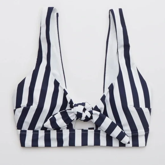 Aerie Womens Printed Tie Banded Wide Strap Scoop Bikini Top - Picture 3 of 8